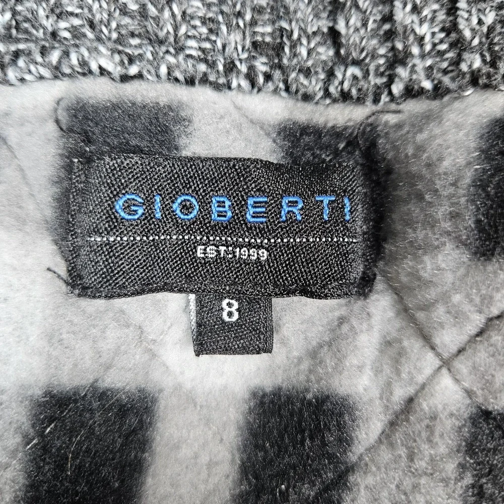 Gioberti Knit Cardigan Sweater Boys 8‎ Gray Full Zip Fleece Quilted Yoke Jacket